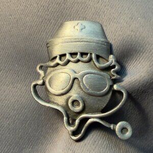 Medical Professional Brooch AJC Silver Tone Doctor Nurse Vintage 2”